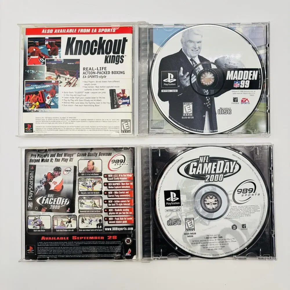 Madden 1999 & NFL GameDay 2000 PlayStation 1 PS1 2 Game Football Bundle Lot VG